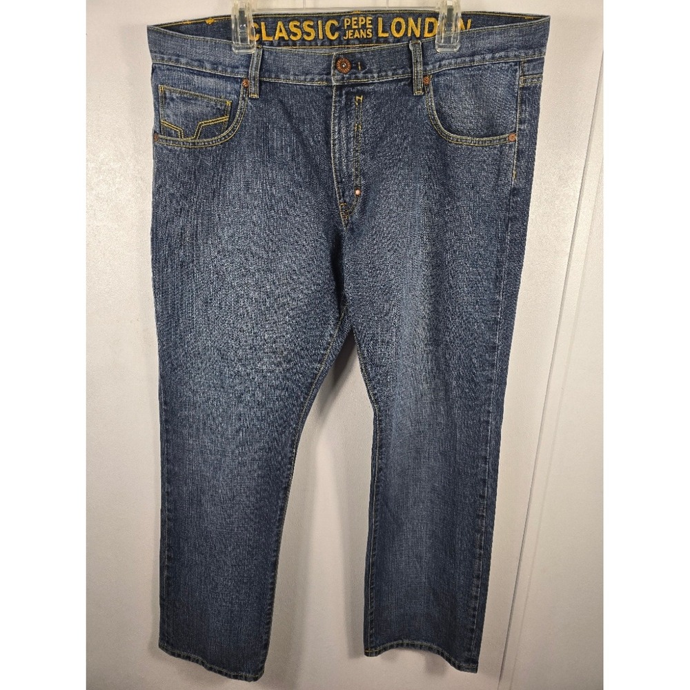 Pepe Jeans London Classic 40x32 Straight Leg Blue Denim 100%‎ Cotton Men's